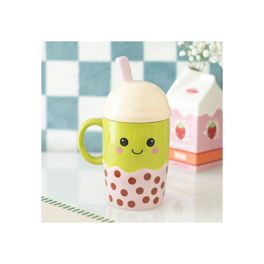 Kawaii Bubble Tea Lidded Mug