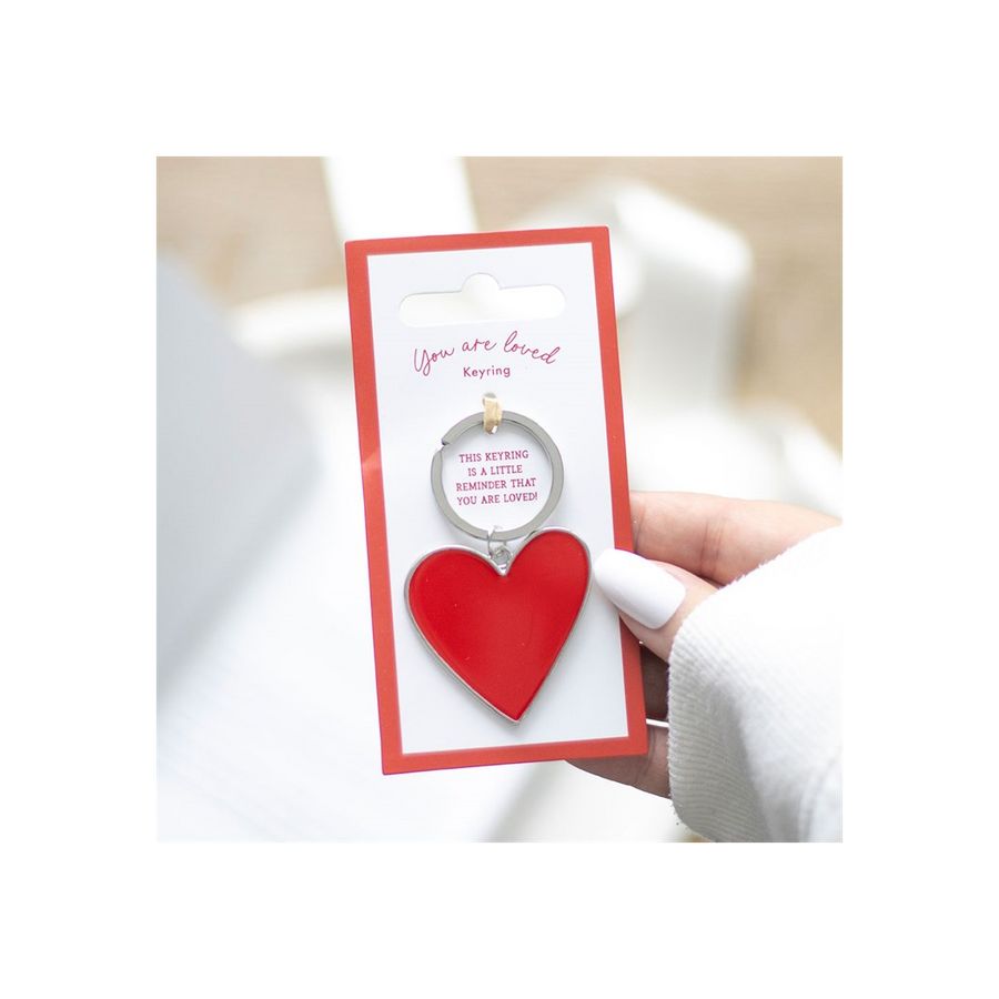 You Are Loved Heart Keyring. Product image.