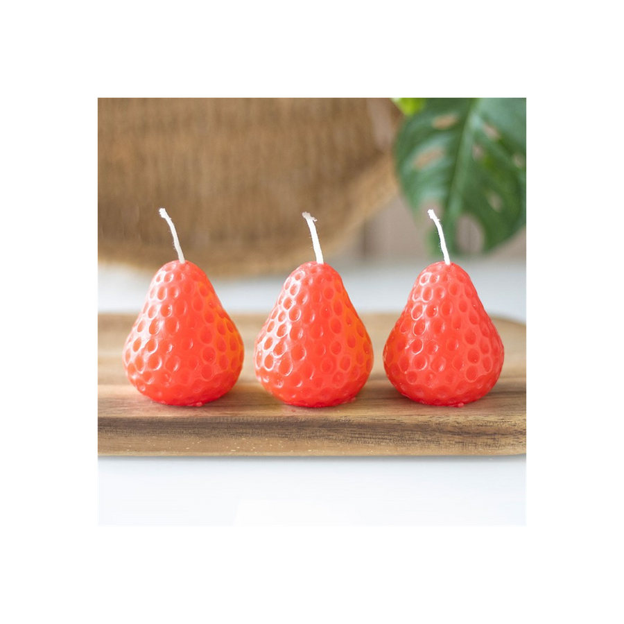 Set of 3 Strawberry Shaped Candles