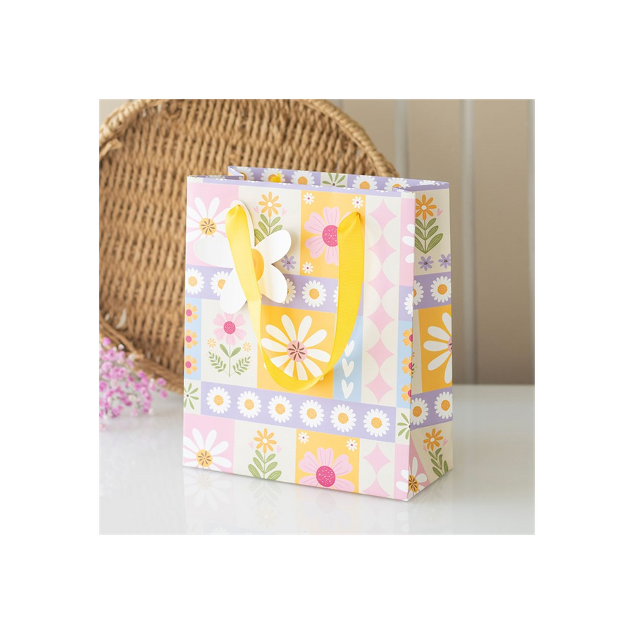 23cm Floral Patchwork Print Gift Bag