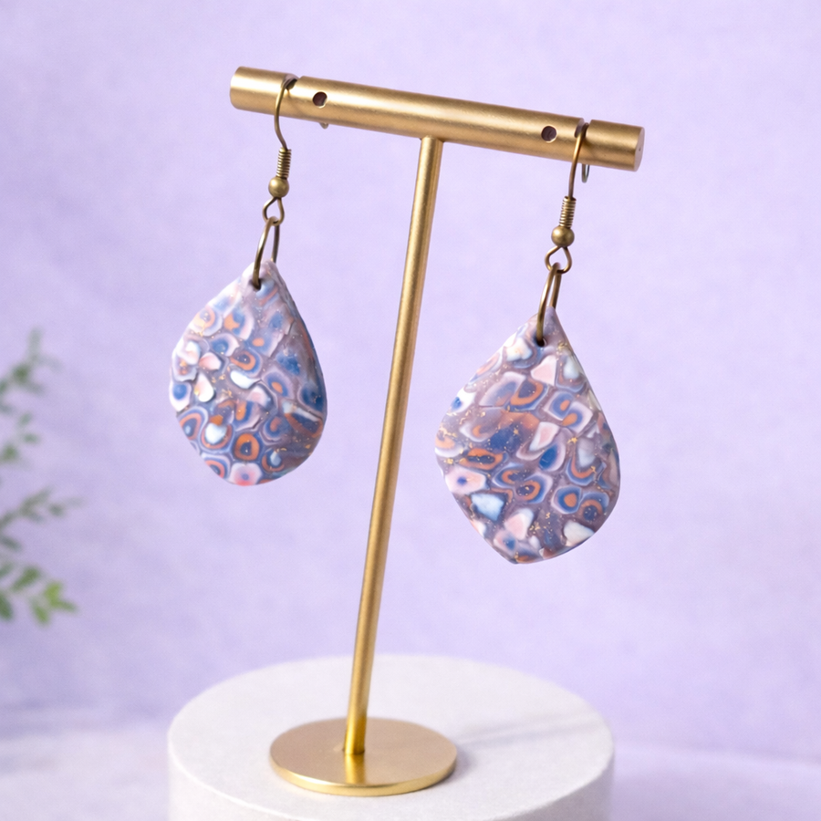 Handmade Pastel Mosaic Dangle Earrings image 0
