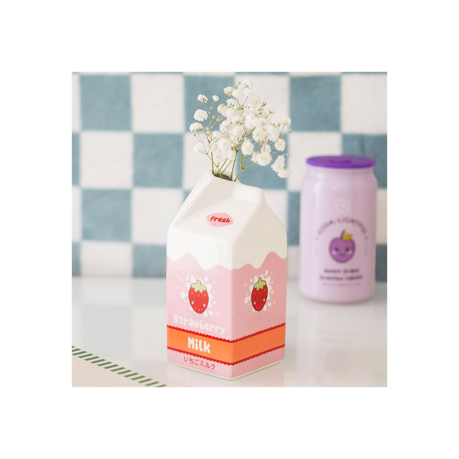 Strawberry Milk Carton Flower Vase