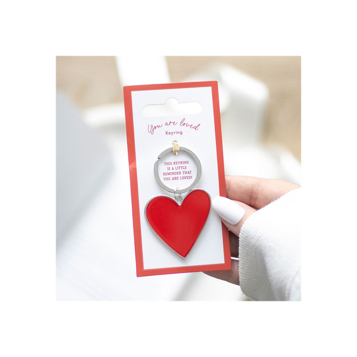 You Are Loved Heart Keyring. Product image.