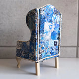 Limited Edition Blue Patchwork Liberty 1:12 Scale Dollhouse Armchair – Miniature Wingback Furniture image 2