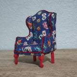 1:12 Scale Queen Anne Dollhouse Armchair – Blue Alice in Wonderland Classic Miniature image 1