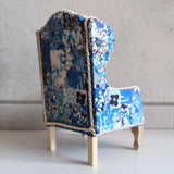 Limited Edition Blue Patchwork Liberty 1:12 Scale Dollhouse Armchair – Miniature Wingback Furniture image 1