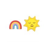 Set of 2 Rainbow and Sun Pin Badges