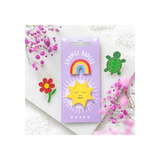 Set of 2 Rainbow and Sun Pin Badges