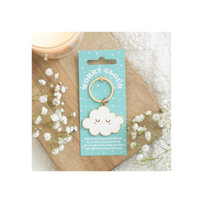 Worry Cloud Keyring. Product image.