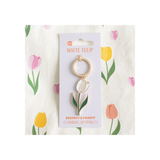 White Tulip Keyring. Product image.