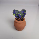 Handmade Miniature Polymer Clay Plant in Terracotta Pot – Green & Purple Decorative Succulent image 2