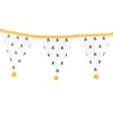 White All Over Bee Print Fabric Bunting