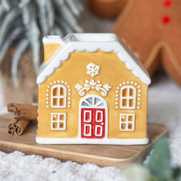 Candy Cane Gingerbread House Oil Burner and Wax Warmer. Product image.