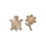 Set of 2 Turtle and Flower Pin Badges