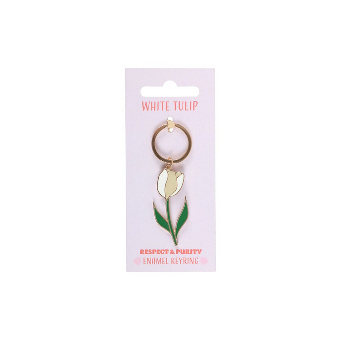 White Tulip Keyring. Product image, view 2.
