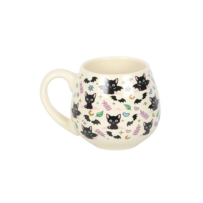 Cute and Creepy Cat Print Rounded Mug