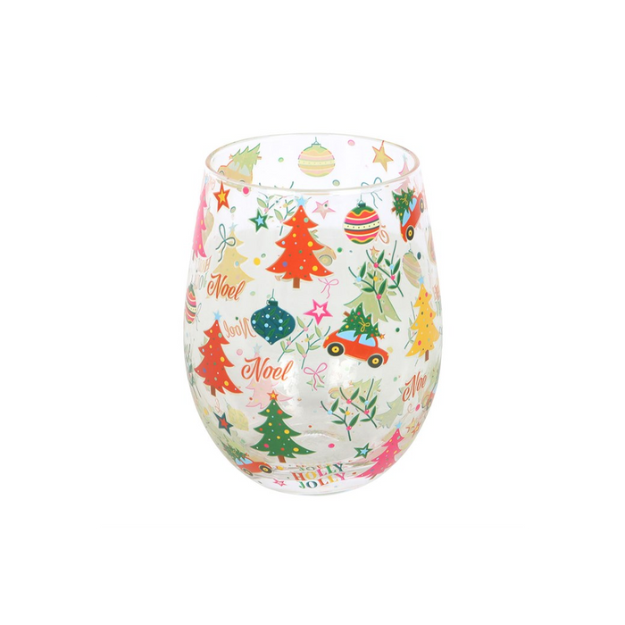 Nostalgic Christmas Print Stemless Glass