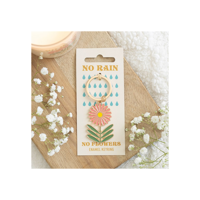 No Rain, No Flowers Keyring. Product image.