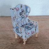 1:12 Scale Queen Anne Wingback Armchair – Sketched Alice in Wonderland Miniature Dollhouse Chair image 1