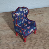 1:12 Scale Queen Anne Dollhouse Armchair – Blue Alice in Wonderland Classic Miniature image 3