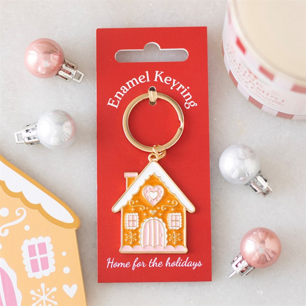 Gingerbread House Keyring. Product image.