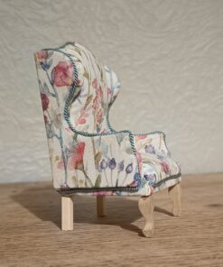Alternative view of 1:12 Scale Queen Anne Style Wingback Armchair – Floral ‘Wild Flowers’ Dollhouse Chair