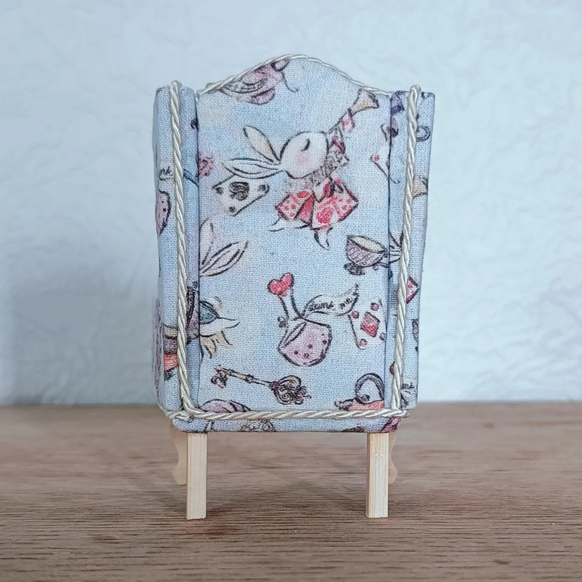 1:12 Scale Queen Anne Wingback Armchair – Sketched Alice in Wonderland Miniature Dollhouse Chair - Image 3