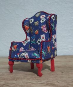 Alternative view of 1:12 Scale Queen Anne Dollhouse Armchair – Blue Alice in Wonderland Classic Miniature