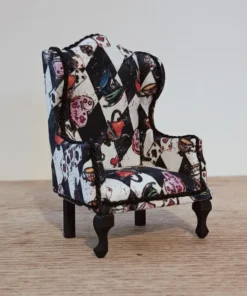 1:12 Scale Queen Anne Style Wingback Armchair – Alice in Wonderland Miniature