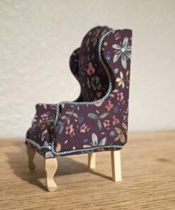 Alternative view of 1/12 Scale Dollhouse Wingback Armchair – Botanical Flowers Queen Anne Mini Furniture