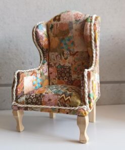 Alternative view of Limited Edition Autumnal Liberty 1:12 Scale Dollhouse Armchair – Miniature Wingback Chair