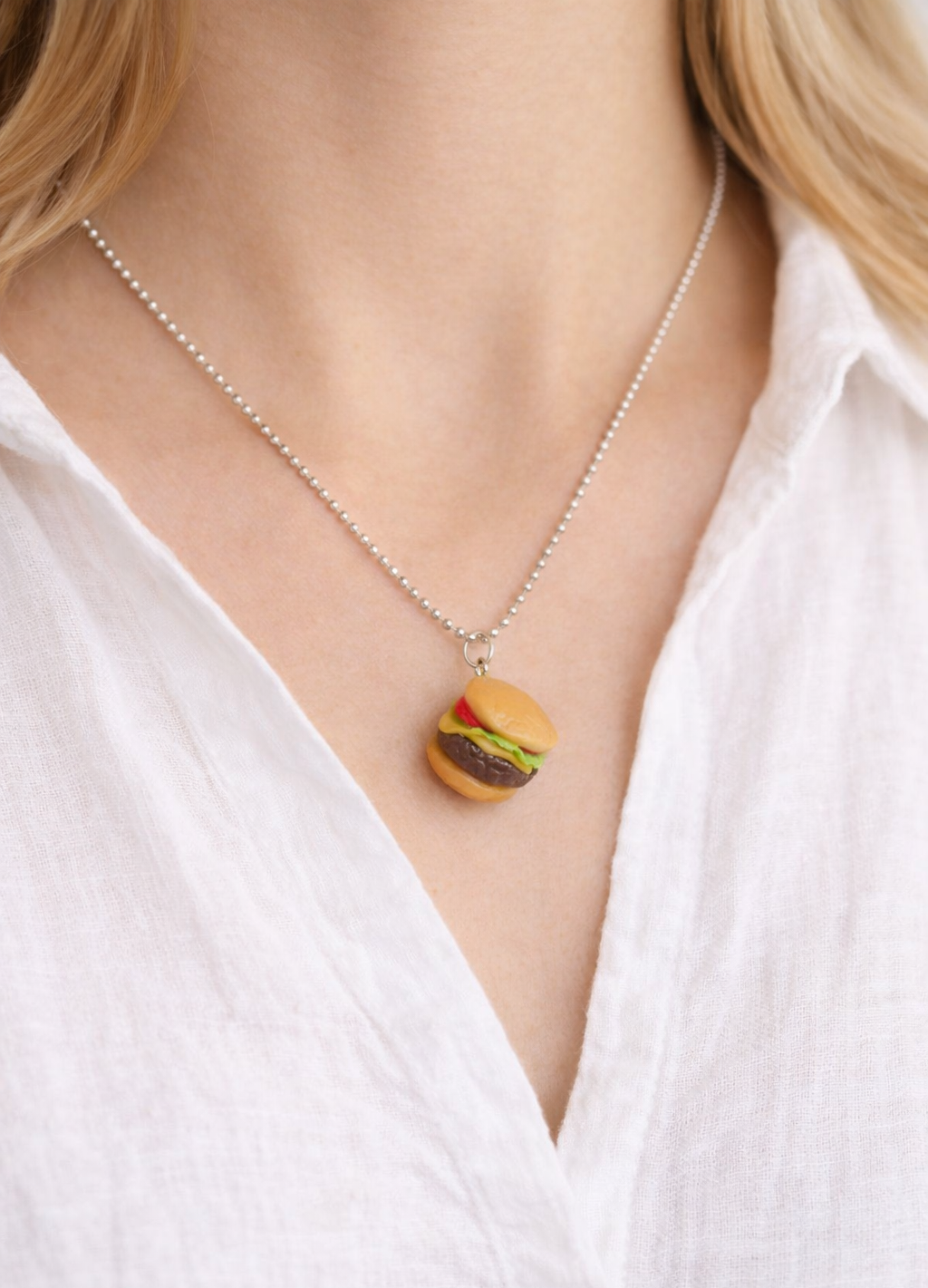 Handmade Mini Burger Necklace - Image 2
