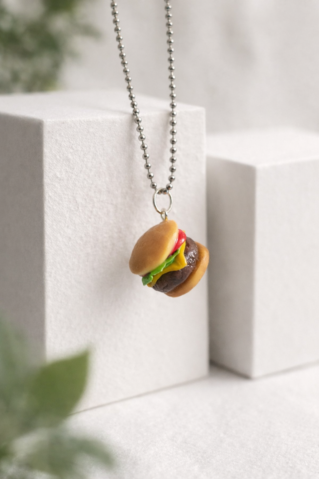 Handmade Mini Burger Necklace