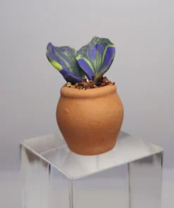 Handmade Miniature Polymer Clay Plant in Terracotta Pot – Green & Purple Decorative Succulent