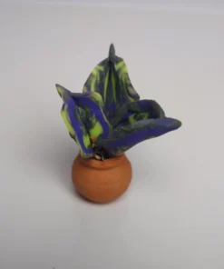 Alternative view of Handmade Miniature Polymer Clay Plant with Three Leaves – Green & Purple Decorative Succulent in Terracotta Pot