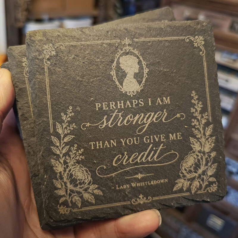 Personalised Bridgerton inspired engraved slate coaster
