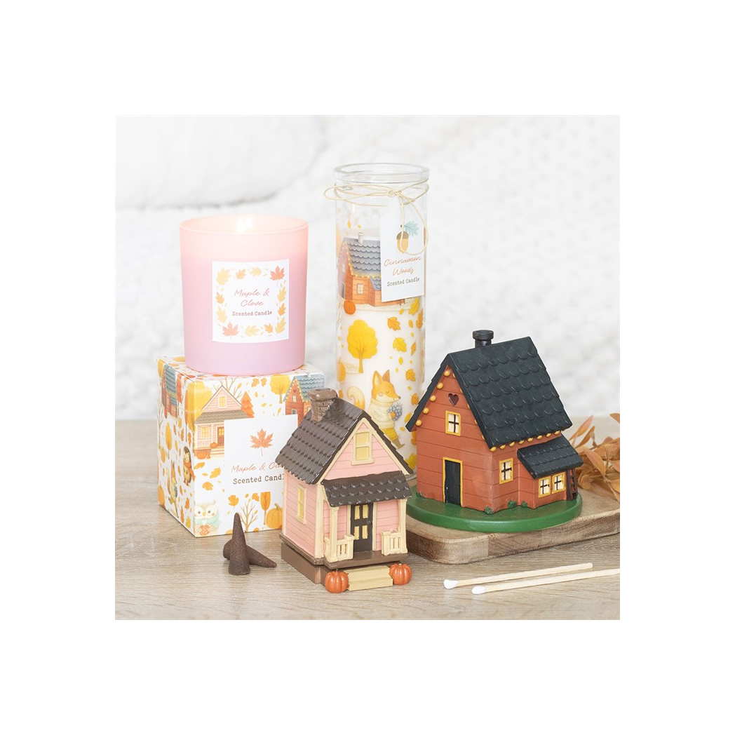 Pink House Incense Cone Burner with Pumpkins - Image 5