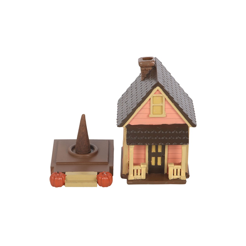 Pink House Incense Cone Burner with Pumpkins - Image 3