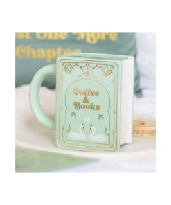 Coffee and Books Green Book Shaped Mug