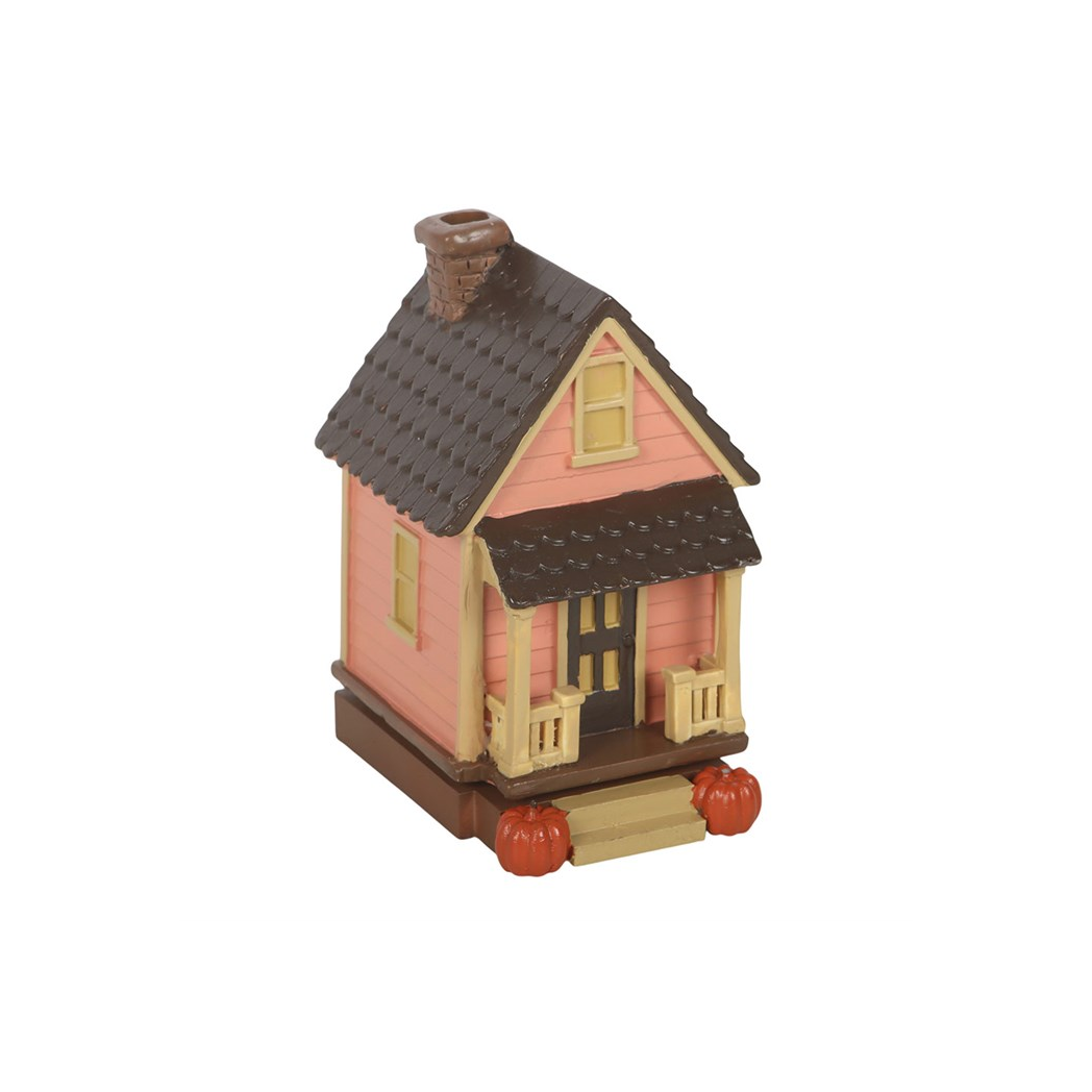 Pink House Incense Cone Burner with Pumpkins - Image 2